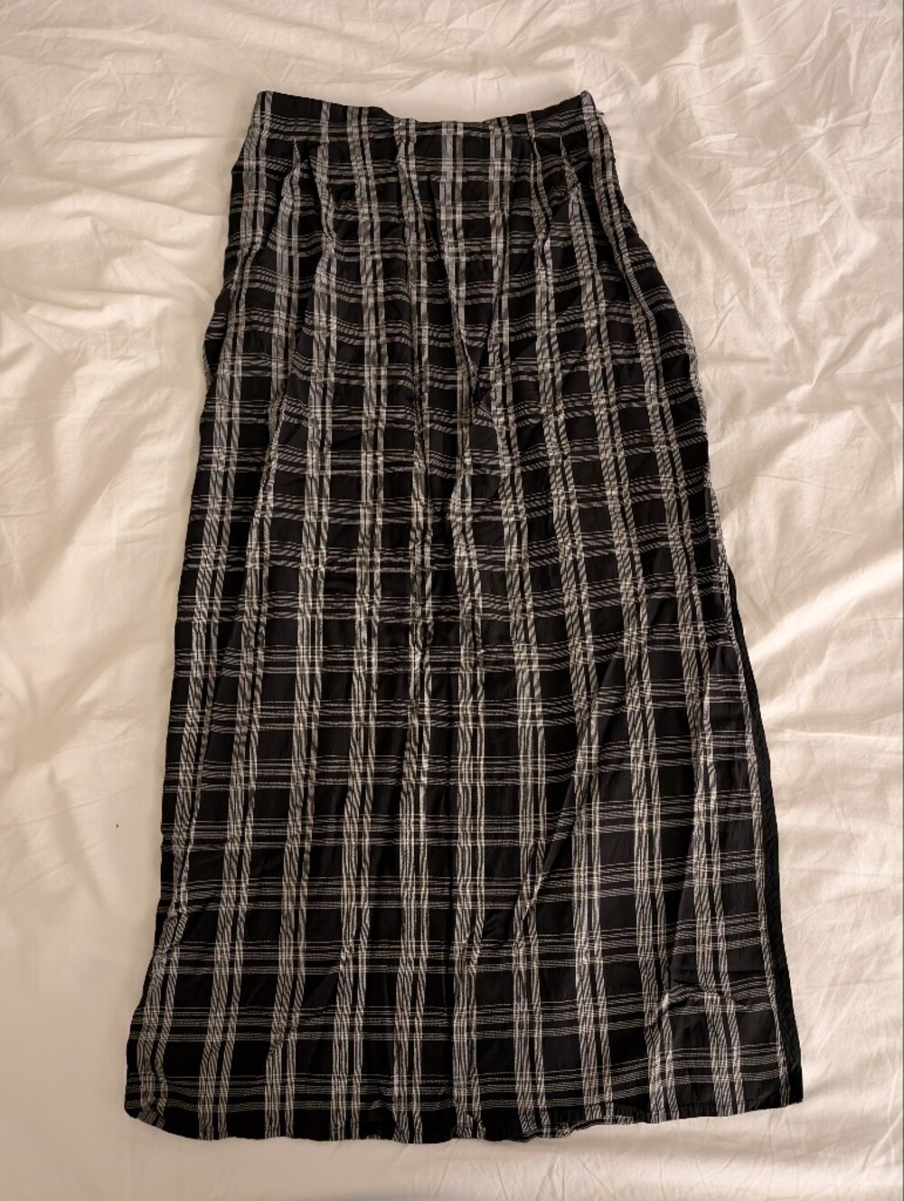 Black And Grey Plaid Maxi Skirt